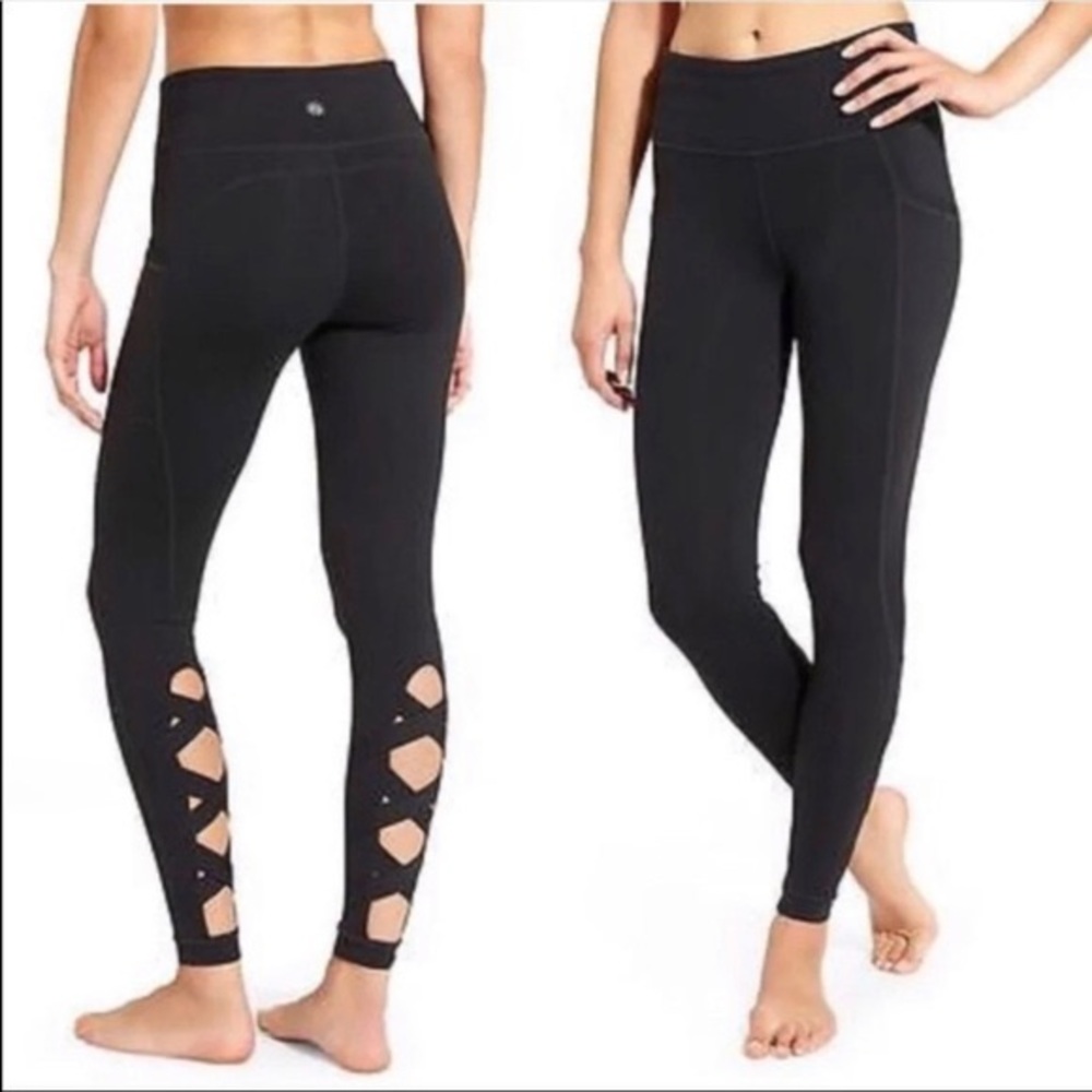 Athleta Gray Criss Cross Leggings